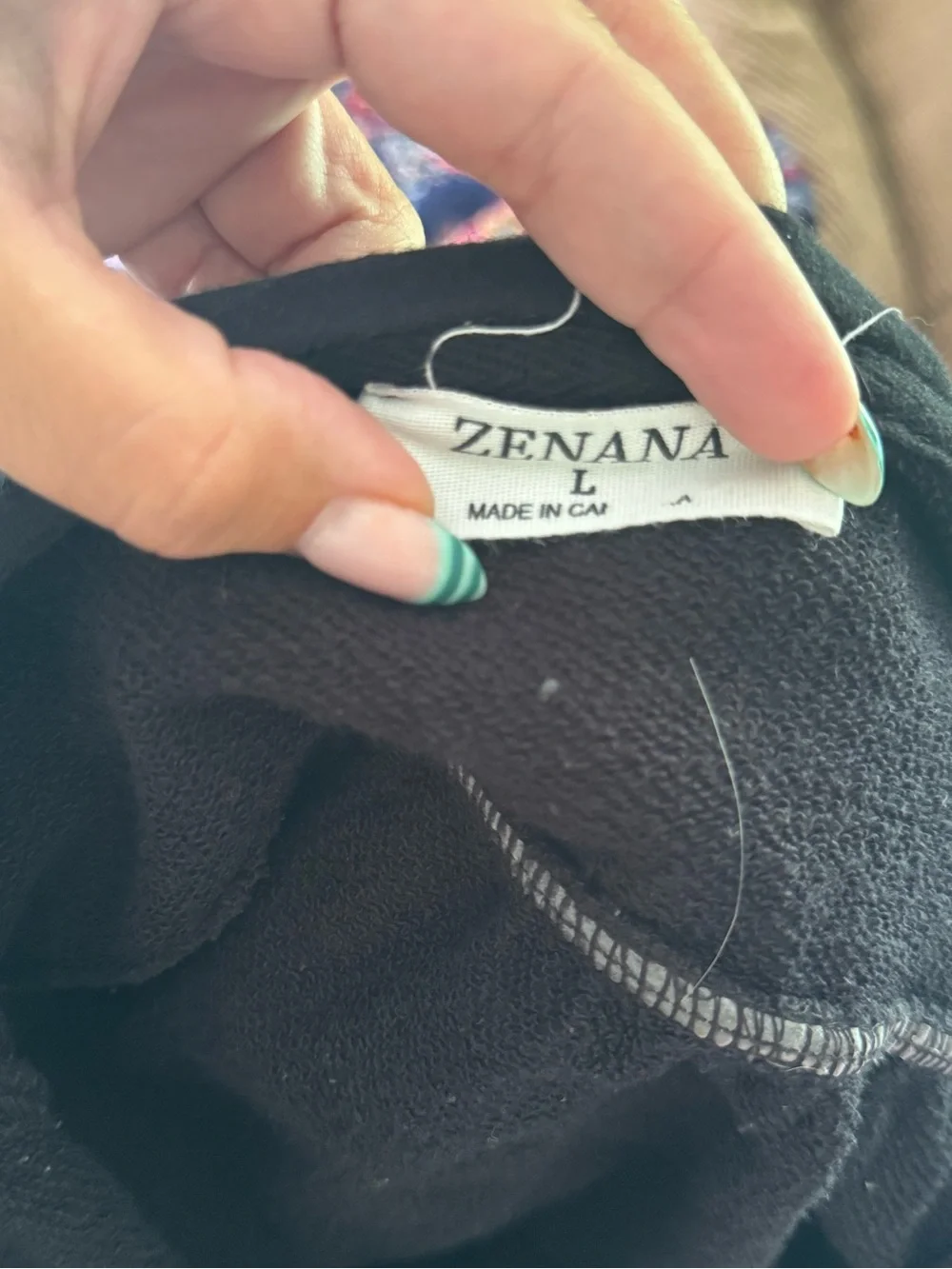 Zenana Outfitters Black Pullover Sweatshirt with Raw Hem - Picture 2 of 4